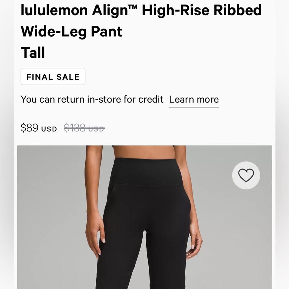 Lululemon align ribbed wide leg pant. Only worn once!!